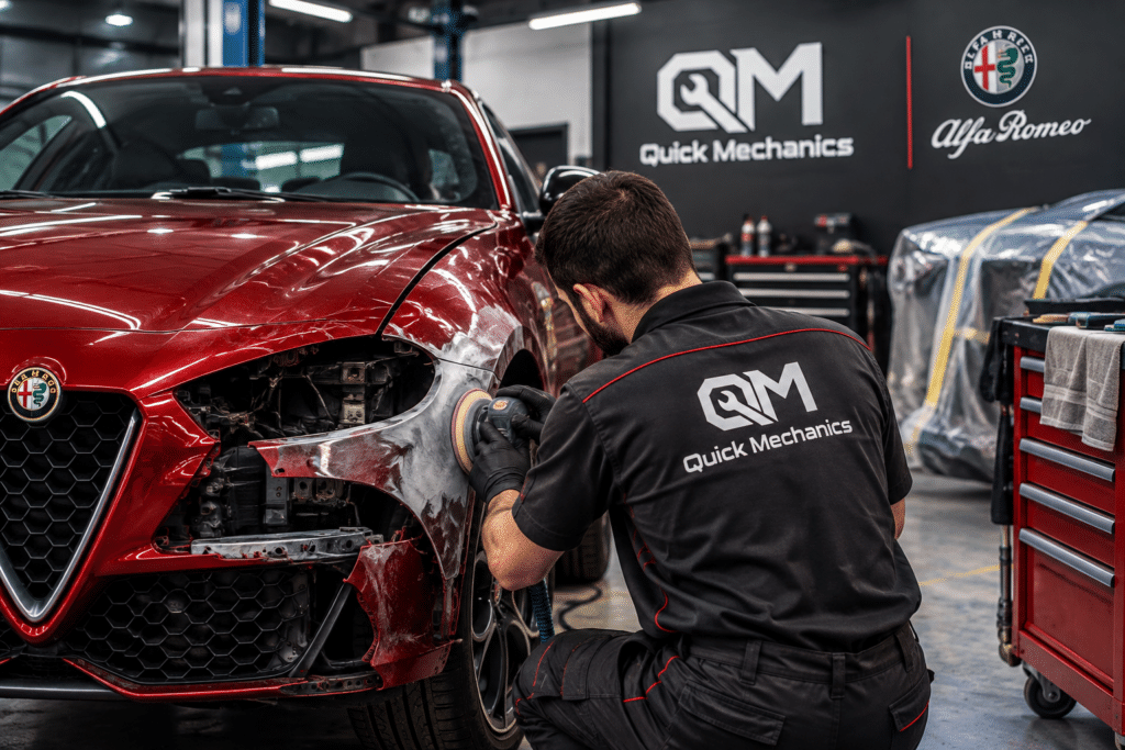 ALPHA ROMEO BODY SHOP AND BODY REPAIR DUBAI. QUICK MECHANICS